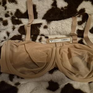 Skims No Show Molded Unlined Balconette Nude Mesh Bra Size 38c